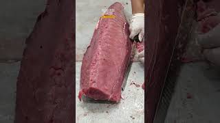 Expert slicing big tuna from aceh indonesia