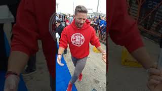 Julian Edelman serving food at the best buddies race, Cape Cod