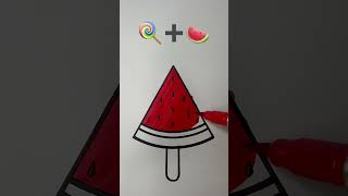 Satisfying emoji mixing video 🍭✚🍉 #ytshorts #coloring #watermelon