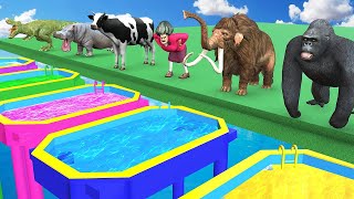 Wild Animal | Game Crossing Fountain with Cow Mammoth Elephant Gorilla Tiger Zombie T Rex Buffalo