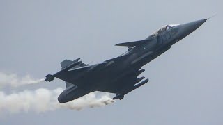 4K | Saab Gripen In Rain and Clouds