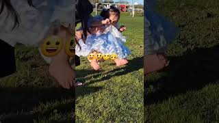 Toddler's reaction to grass