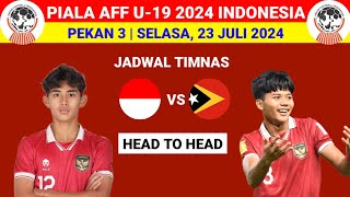 JADWAL PIALA AFF U-19 LIVE DI SCTV - TIMNAS INDONESIA VS TIMUR LESTE