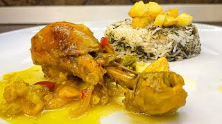 Delicious and juicy chicken with different cooking rice