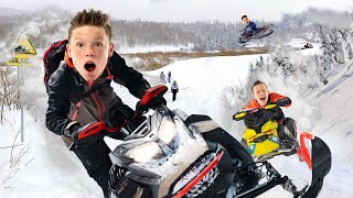 First Time Snowmobiling! We Crashed!