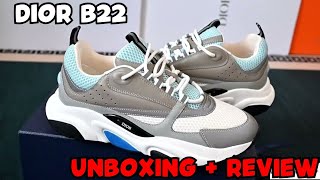 UNBOXING AFFORDABLE DIOR B22 WHITE & BLUE + ON FEET - SNEAKER Review!