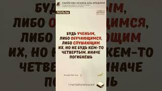 Будь ученым, либо обучающимся, либо любящим их, но не будь кем-то четвертым, иначе погибнешь | Ханиф