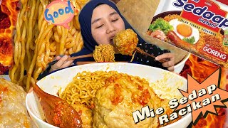 ASMR Mukbang Mie Sedap Goreng Pedas Racik 🌶️ Sambal Buatan Sendiri 🔥