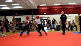 James (blue gloves) fights in Burlington June 2010