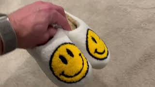 Smile Face Slippers for Girls Boys, Cute Soft Plush Anti slip Fluffy Fuzzy House Slippers Review