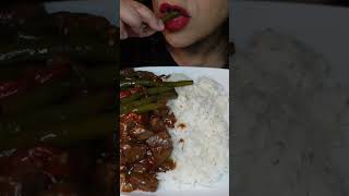 ASMR Delicious Mongolian Beef w/Fresh Green Beans & Rice #shorts