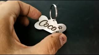 1.4 inches stainless steel bone tag for dogs.