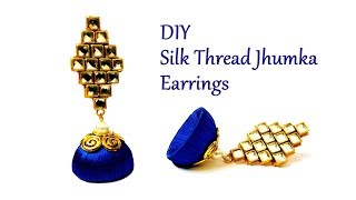 Silk Thread Jhumka Earrings Making | DIY Earrings | Kundan Earrings | Designer Earrings