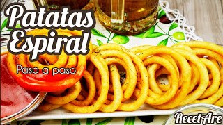 Como hacer PATATAS FRITAS EN ESPIRAL CRUJIENTES. Papas Espiral facil y rico.