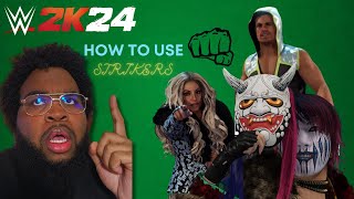 HOW TO USE STRIKERS IN WWE 2K24 ANY MODE! GAMEPLAY TUTORIAL ONLINE! (I GOT DESTROYED!)