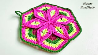 Красивая подставка крючком из остатков пряжи. Mandala crochet pattern