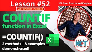 Lesson 52: COUNTIF function in Excel | FREE Series of Microsoft Excel Lessons