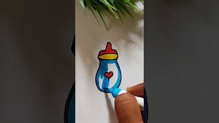 Baby Milk Bottle🍼 Drawing Ideas for Kids❤️💛🩵#shorts #youtubeshorts #ytshorts #viralvideo #satisfying