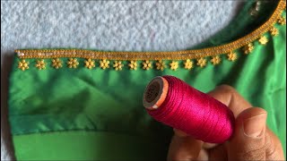 Simple & unique aari work on stitched blouse using normal needle 2023 !