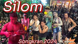 Songkran 2024 | Silom, Bangkok Thailand | Water festival #สงกรานต์ #4khdr60fps | 14-15 April