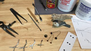 Eyes and Feet for a Bird Carving