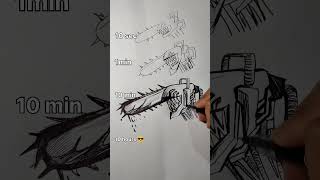 Drawing Chainsaw man in 10sec,1min,10min &10 hours 🔥😎! #shorts