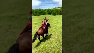 My students are practicing archery on horseback. #tools #type #fyp  #hunting #compoundbow #usa