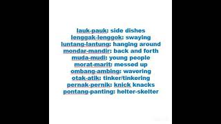 #belajarbahasainggris : Apa Bahasa Inggrisnya Lauk-Pauk, Mondar- Mandir, Muda-Mudi #shorts #bahasa