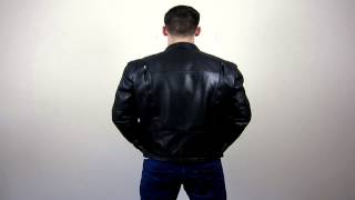 Men's Black Leather Biker Jacket - Mustang