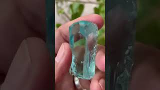 Super high level perfect complex termination Aquamarine crystal with geometric pattern on surface