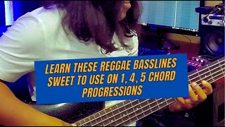 Learn these reggae basslines, sweet to use on 1, 4, 5 chord progressions