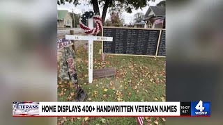 Wayne County home displays over 400 handwritten veteran names, 200 flags to honor those who serve...