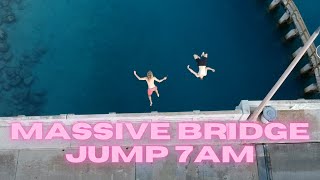 MASSIVE Gainer off a BRIDGE into crystal CLEAR WATER - 7am! - Ep. 38