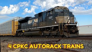 Four CPKC autorack trains. Feb 23-25 2024