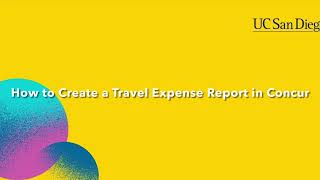 How to Submit a Travel Expense Report in Concur