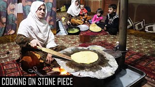 MAKING GILGIT BALTISTAN TRADITONAL DISH ON SLIM STONE PIECE