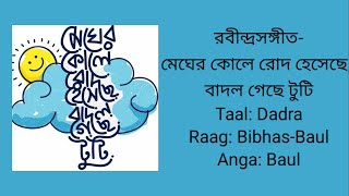 Megher Kole Rod Hesechhe |মেঘের কোলে রোদ হেসেছে |Kuheli |Lyrics| Rabindra Sangeet | Asha Bhosle