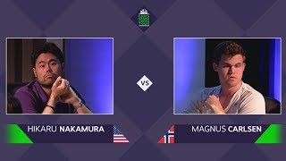 MAGNUS CARLSEN DANCES AFTER BIG WINNING AGAINST HIKARU NAKAMURA - BLITZ CHESS 2016 - FR COMMENTARY