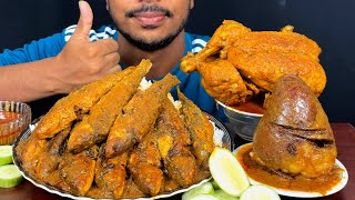 Eating Spicy Beef Heart Curry,Oily Bata Fish Curry,Whole Chicken Curry With Rice | Asmr Mukbong Show