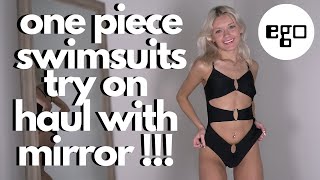 one piece swimsuits try on haul with mirror !!