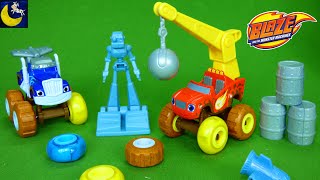 Mix Up Muddy Tires Wrecking Crane Blaze and the Monster Machines Crusher Unboxing Toy Video for kids