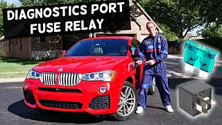 BMW X3 X4 DIAGNOSTICS SCANNER PORT FUSE RELAY LOCATION REPLACEMENT 2010 2011 2012 2013 2014 2015 201