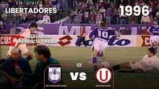 Defensor Sporting vs Universitario | Markarian renuncia y habla | Copa Libertadores |  1996 ⚽🎞