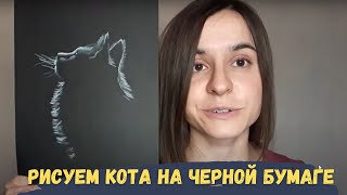 Рисуем на черной бумаге. Силуэт кота