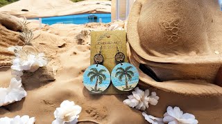 Hand-Painted Coconut Palm Trees Wood Earrings Tutorial