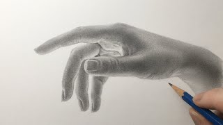 Drawing a realistic hand.  pencil sketch by a beginner