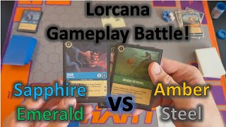 Lorcana Gameplay - Emerald Sapphire vs Amber Steel