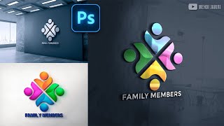 تصميم لوجو احترافي في الفوتوشوب | Family Members" Photoshop Logo Design"