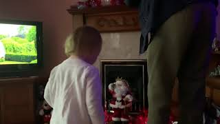 Throwback: Toddler joy, first PROPER Christmas, seeing the decs up & showing her Great Grandad round