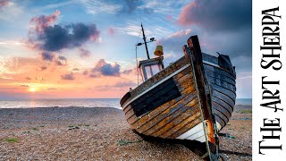 Sunset sea and beached Boat 🌟🎨 How to paint acrylics for beginners: Paint Night at Home